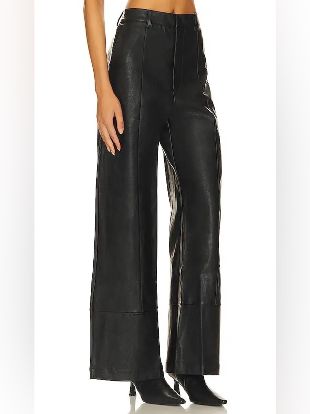 *BARDOT* Black Faux Leather Marlowe Wide-Leg Pants Size 8